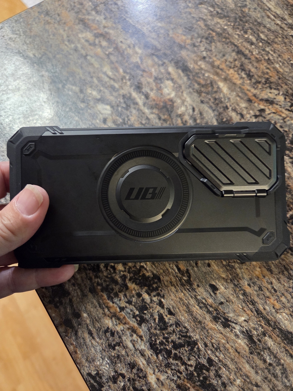 UB Shield Rugged Black Case with Fold-Out Kickstand